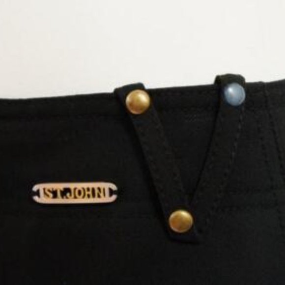 NEW St John Black Sport Caviar Calf Pants Trousers Small Capris 2 Cropped - Picture 5 of 6